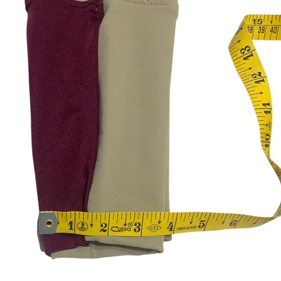 EQUO 2 PAIR Riding Breeches Mid-Rise Stretch Grip Fabric Maroon Trim Size 12 - Picture 10 of 10